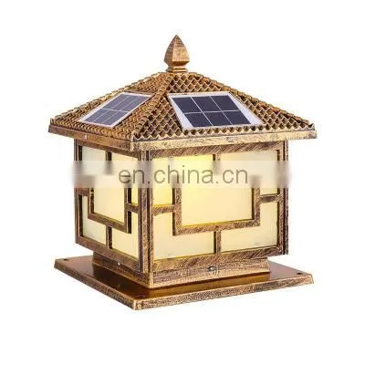 Outdoor Golden Black Decorative Lighting Gate Pillars Solar Lights LED photo-3