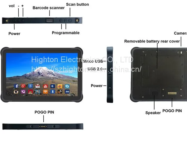 Cheapest 1920*1200 Pixels 500 Nits High Brightness Rugged Tablets 10.1