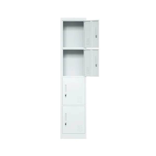Four Doors Steel Locker Light Grey 4 Layers Office Metal Storage Cabinet