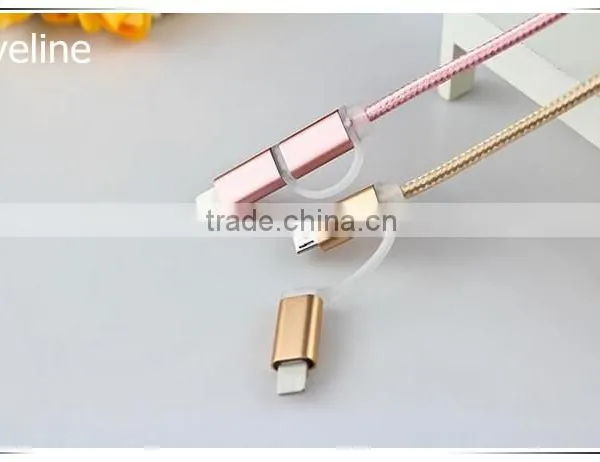 Dual Head Micro Usb & Ios Usb Braid Weave Data Cable for AUSU T45/Zenfone Zoom/2 Laser photo-2