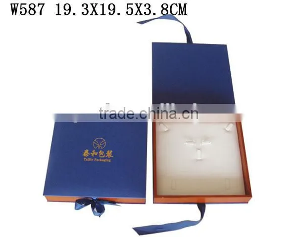 W585 Wooden Jewelry Earring Box With Ribbon Bow photo-3