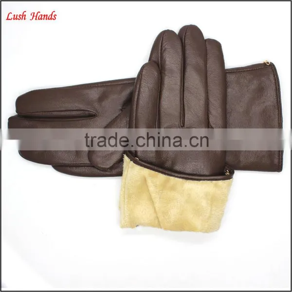 Popular Simple Style Brown Leather Gloves for Women photo-6