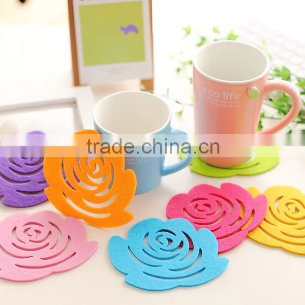 JCH-002 Creative Color Felt Coasters Cut Mat Non-woven Insulated Pad/mat 16G photo-2