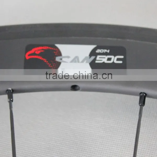 ICAN 700c Road Disc Brake Carbon Wheel,bicycle Carbon Wheelset 50mm CX-Ray Spokes V Brake 50c photo-5