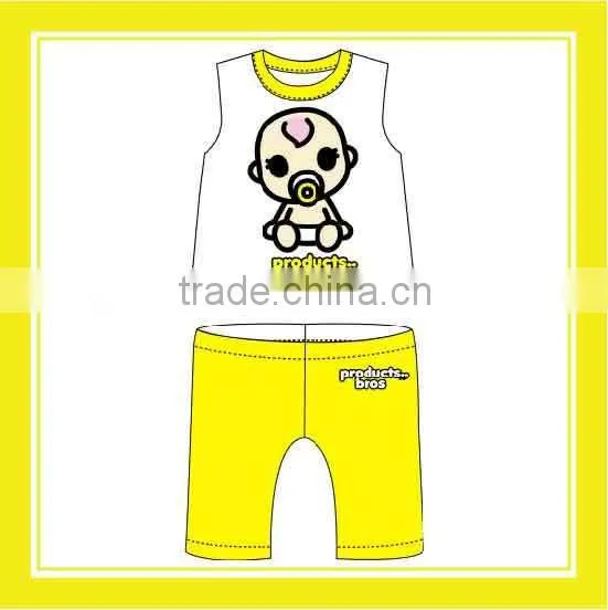 2016 Hot Sell Product Bros Babekit Cotton Yellow For Children Two Pieces Per Set photo-3