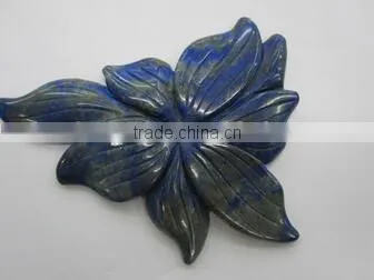Lapis Lazuli Flower Pendant for Necklace Gemstone Carving photo-4