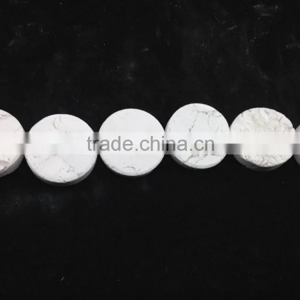 Wholesale Price Natural Stone Rough White Howlite ,White Turquoise Coin Beads photo-4