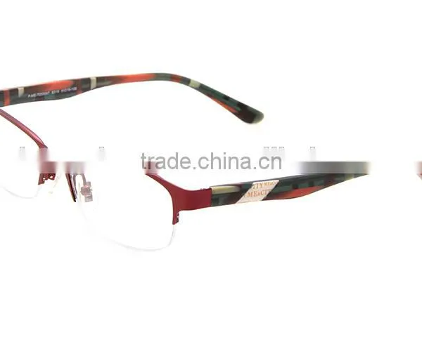 Half Frame Stainless Steel Facing Acetate Temple Spectacle Frames photo-2