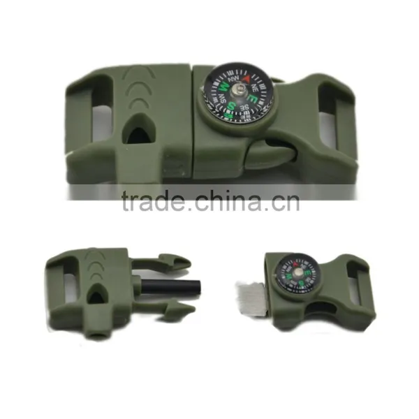 2016 New Product Survival Emergence Flintstone Whistle Buckle With Compass for DIY Paracord Bracelet Quality Choice photo-5