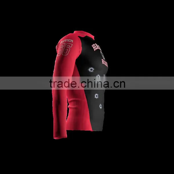 Polyester Spandex Long Sleeves Headshot Compression Shirt/Rash Guard With Club Logo Player Name and Numbers at Sleeves photo-4