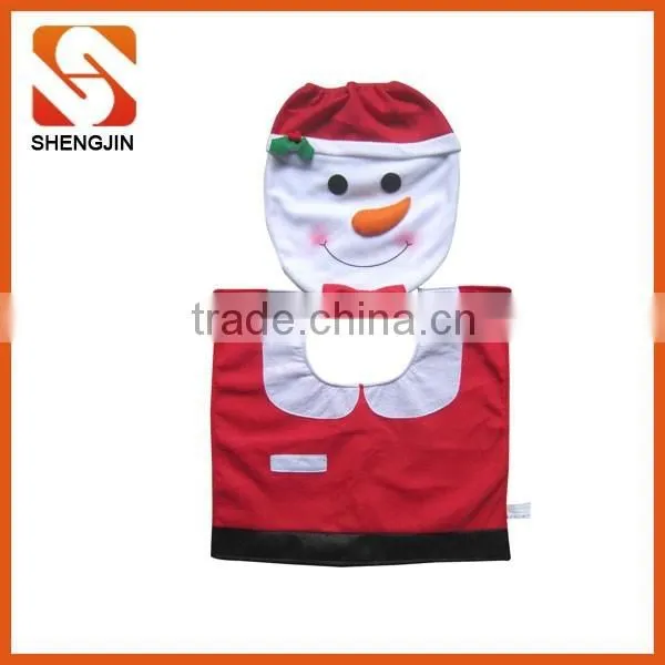 Hot Selling Christmas Snowman Toilet Seat Cover and Rug 2pcs Set