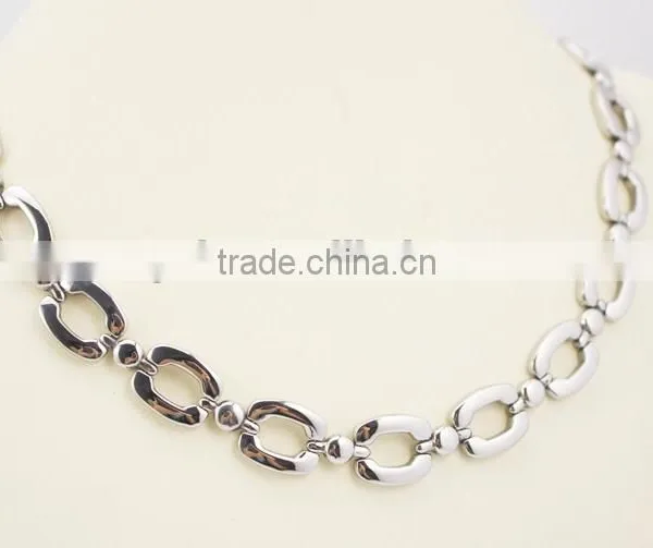 316L Stainless Steel Link Chain Bracelet and Necklace Jewelry Set photo-6