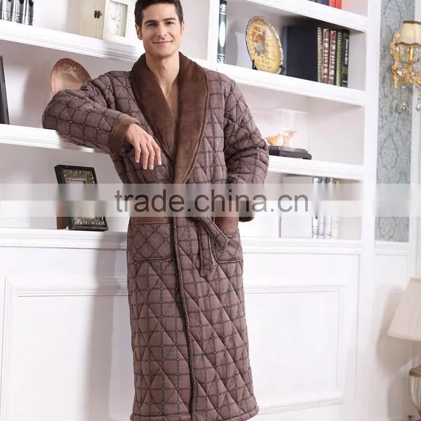 Robe Men Bathrobe Mens Thicken V-Neck Flannel Bathrobes Winter Autumn Casual Long Bathrobes Men Sleepwear Robes photo-3