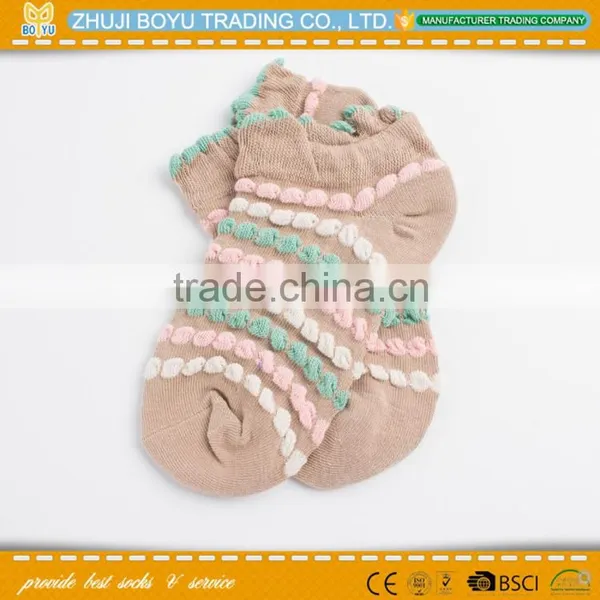 BY-161405 Lady's Jacquard Striped Socks; Anti Slip Sweat Socks Wholesale photo-2