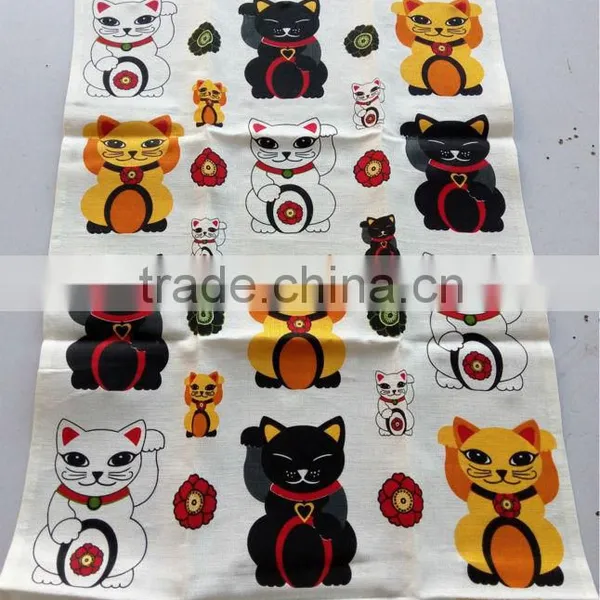 Kitchen Linen Tea Towel for Promotion and Giftkitchen Printed Tea Towel for Home Decoration Red Wave Design photo-5