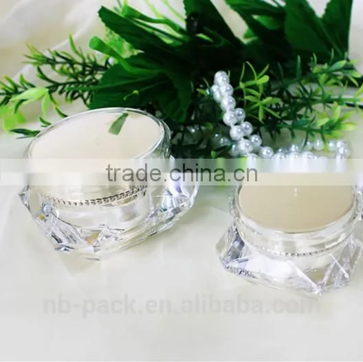 Diamond Clear Cream Acrylic Jar With Acrylic Material photo-2