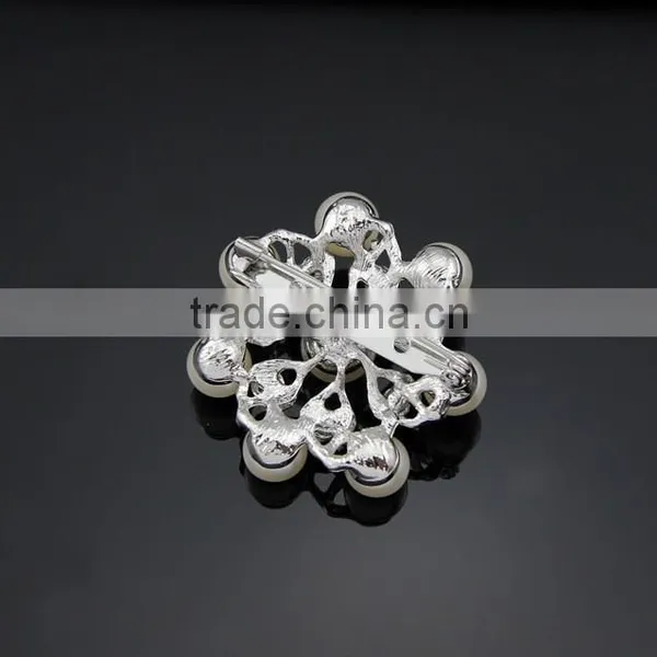 2015Hot Style Elagant Jewelry Fashion Brooch Simple Brooch Silver Snowflake Pearl Crystal Rhinestone Brooch Pin photo-2