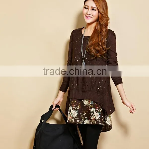 D96047t Spring Maternity Clothes Plus Size Maternity Dress Loose Fashion Long Sleeve Maternity Skirt photo-4