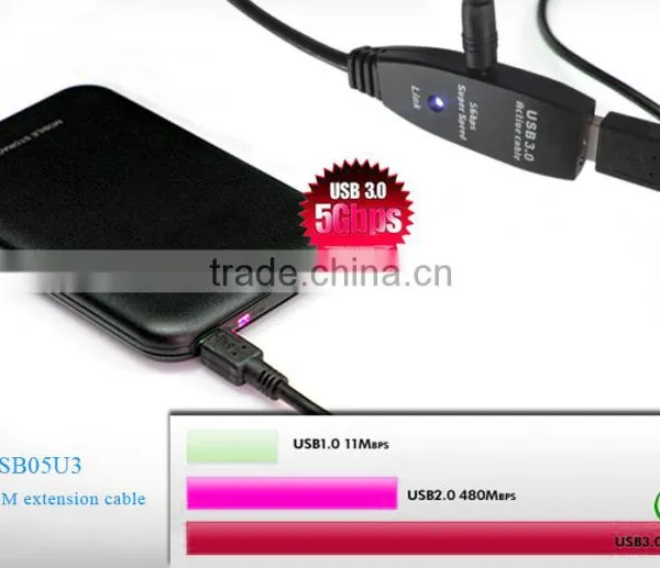2014,High Speed of Data Transfer,USB3.0 Male to Female Adapter Extension Cable Black ,With Red Power photo-5