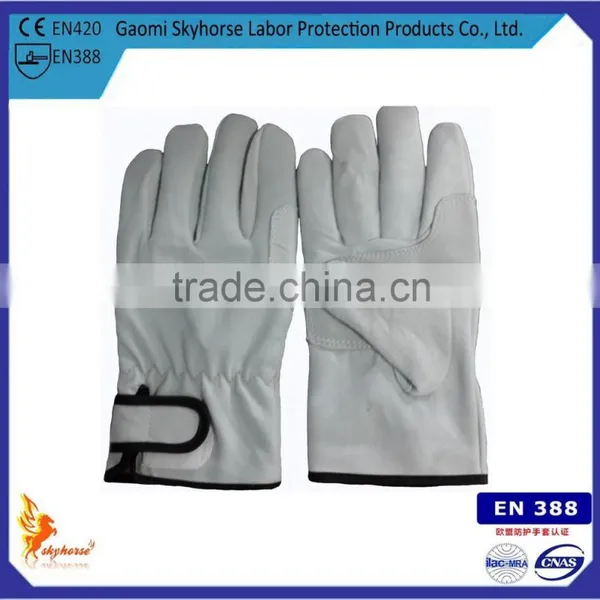 Strap Wrist Fleece-lined Pigskin Gloves, Top Layer Leather Gloves