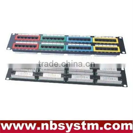 48 port UTP Cat5e Patch Panel colorful bezel 19" 2U,Krone & 110 Dual IDC