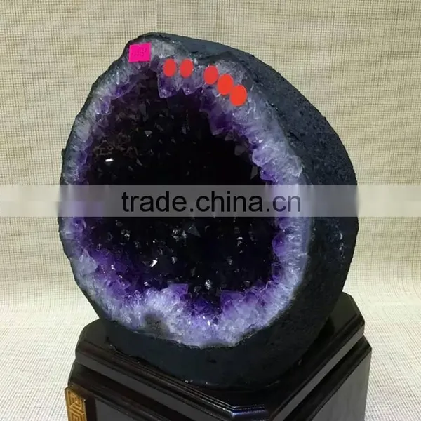 High Quality Natural Brazil Amethyst Geode Purple Quartz Crystal Large Geode for Sale photo-6