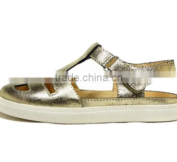 2016 Summer Beautiful Girls Closed Sandals With Gold Genuine Leather photo-4
