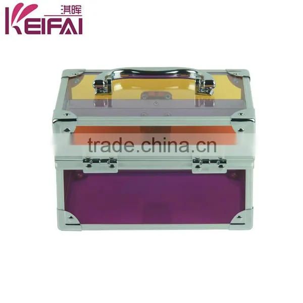 Transparent Purple Plastic Key Lock Home Clothes Storage Box photo-5