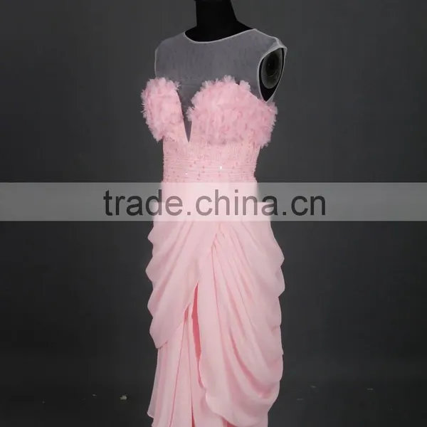 RSE677 Chiffon Design Peach Color Sexy Smart Evening Dresses Short photo-6
