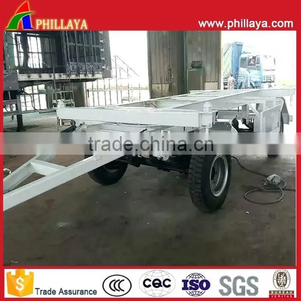 20FT 40FT Flatbed Skeletonal Semi Container Dolly Trailer With Turntable Drawbar photo-2