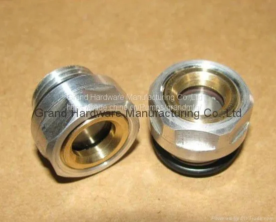 BSP G Thread Round Aluminum Oil Sight Glass for Bizter With Flat Tempered Glass photo-2