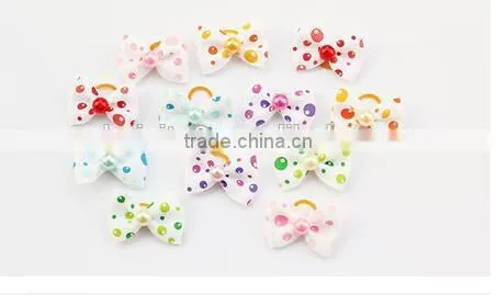 CY197 Handmade Pet Grooming Accessories Products Dog Bow Hair Little Flower Bows For Dogs Charms Gift photo-4