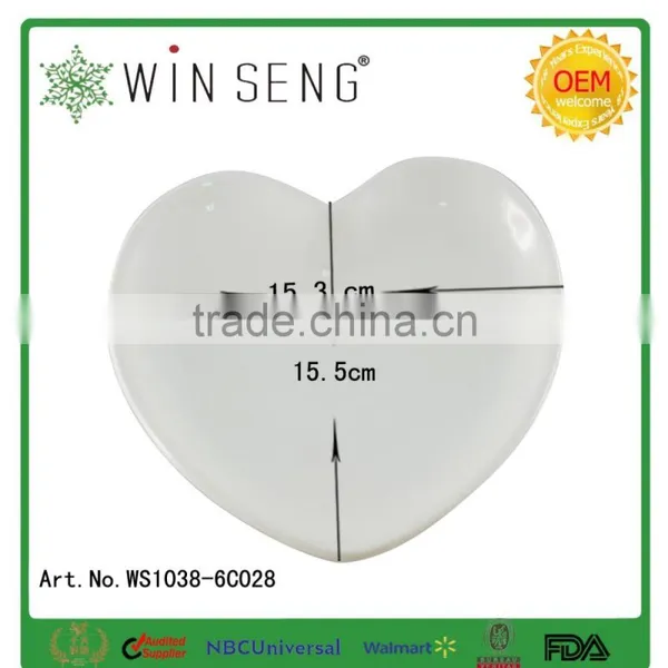 White New Design Heart-shape Ceramic Dish/soap Plate photo-3
