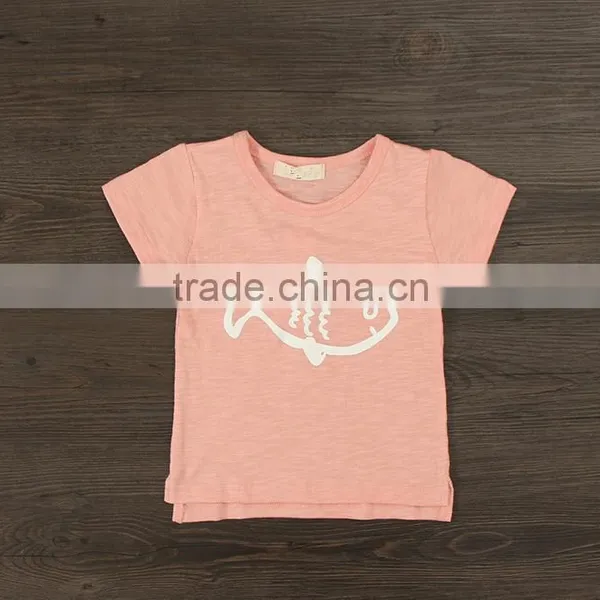 Comfortable Girls Cotton T-shirts With Fish Printer photo-2