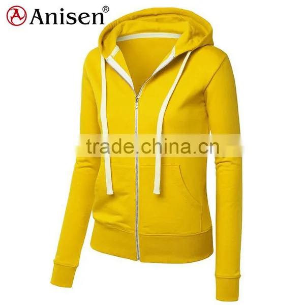 Oem Service 100% Cotton Slim Custom Women Zipper Hoodies photo-3
