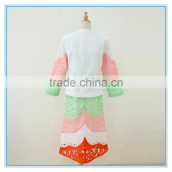 Ramie Cotton Fabric Multi Color and Embroidery Ladies Office Suit photo-4