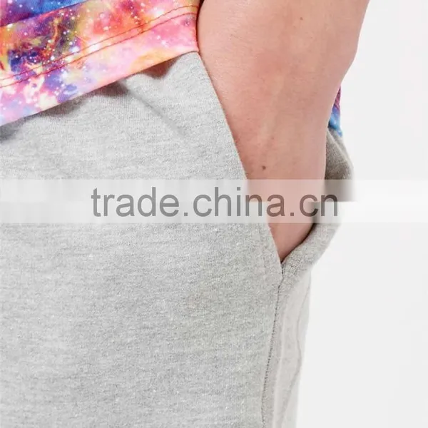 MGOO Hot Sale Raw Hem Sport Shorts Mens French Terry Cotton Shorts Plain Side Pockets Sweat Pants photo-6