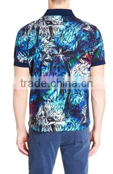 Custom Made Clothing Manufactures Mens Short Sleeve Polo Shirt With All Over Floral Print Polo With Rib Collar photo-2