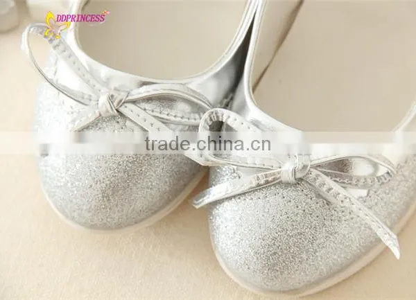 Kids Silver Shoes Girls Shoes Party Wearing Low Heel Fashion Little Girls Shoes Good Quality Sweet Girls Dress photo-2