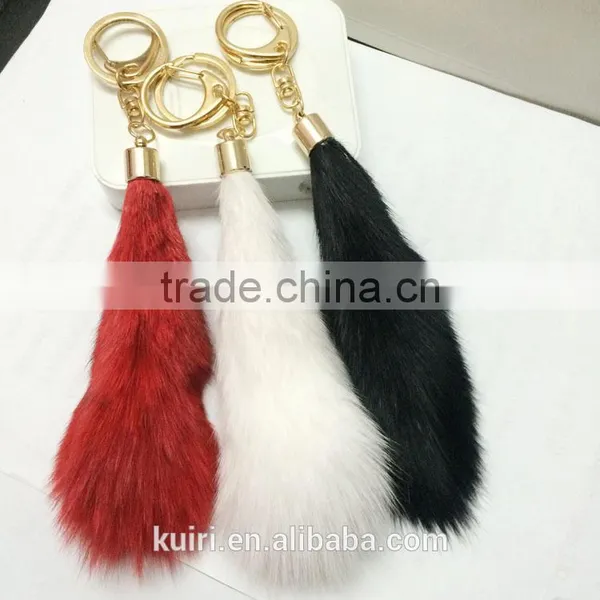 Fashion Handbag Accessories Fox Fur Tail Keychain photo-2