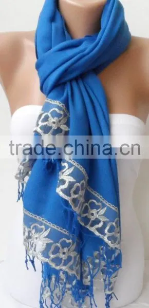 French Lace Socks Blue Pashmina Shawls for Bridesmaids Socks Blue Pashmina With Gray Lace Women Wedding Shawls Fashion Gifts Bri photo-5