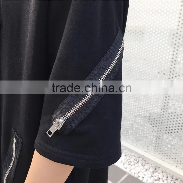 2017 New Style Women Zip up Cotton t Shirts With Wholesale Price photo-4