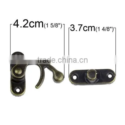 Antique Bronze 4 Holes Metal Hook Box Latches Clasp For Box Lock Purse Lock photo-3