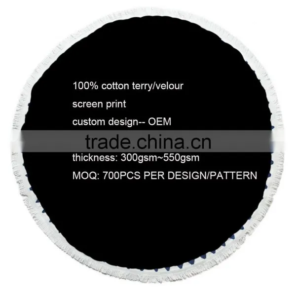 100% Cotton Reactive Screen Print Round Beach Towels photo-3