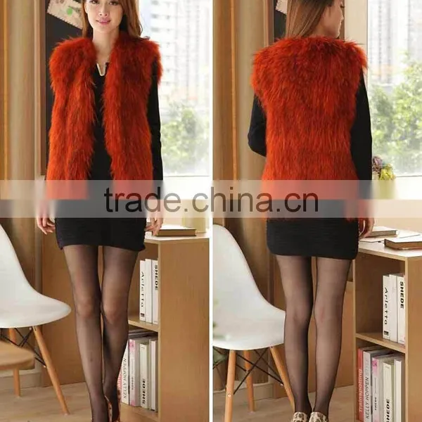 YR726 Chongfu China New Arrival Geuine Raccoon Knit Fur Vest/Women Fur Vest OME photo-4