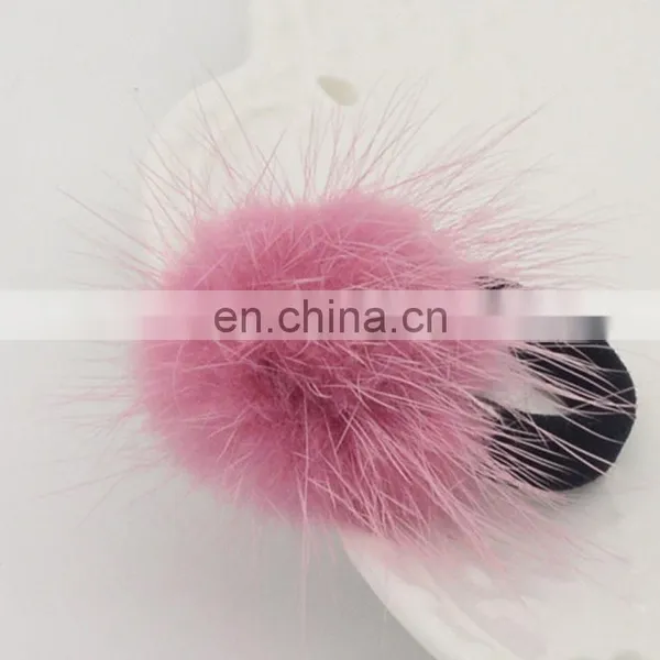 Cute Small Round Mink Fur Ball Hair Accessory for Kids Girl Decoration photo-3