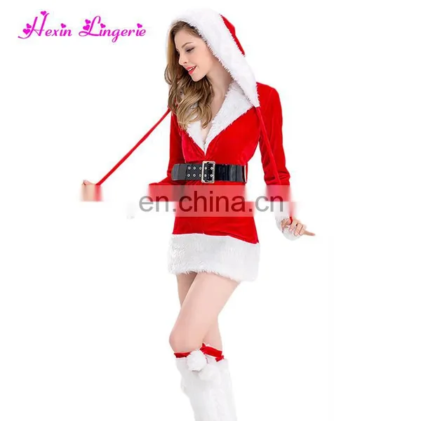 Best Sale Velvet Flirty Santa Claus Contain Waist Sock Shoes Christmas Dress photo-6