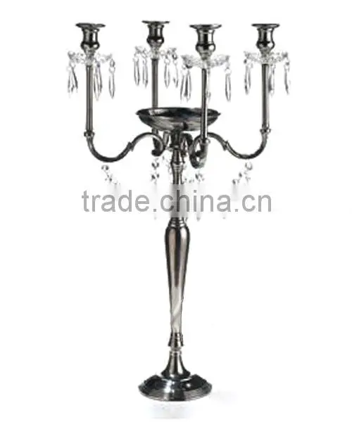Wedding Candelabra, 9 Crystal Ball Candelabra With Hanging Crystals In Chrome Finish photo-2