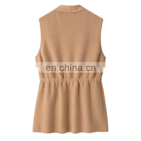 Best Quality 100% Cashmere Sleeveless Cardigan Sweater for Women Solid Color Elegant Long Spring Style Front Logo photo-2