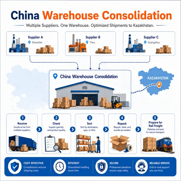 China to Kazakhstan LCL Consolidation and Rail Freight Service photo-3